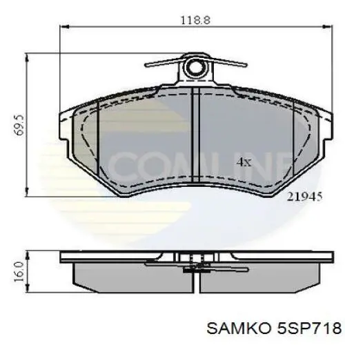 Передние тормозные колодки 5SP718 Samko