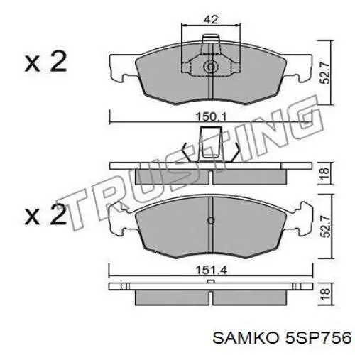 Купить 5SP756 Samko Колодки тормозные