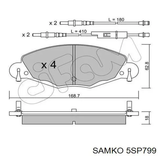 Передние тормозные колодки 5SP799 Samko