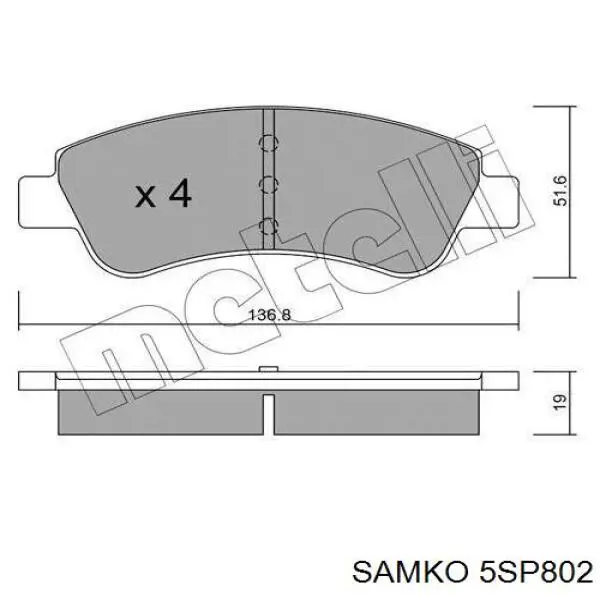 5SP802 Samko sapatas do freio dianteiras de disco