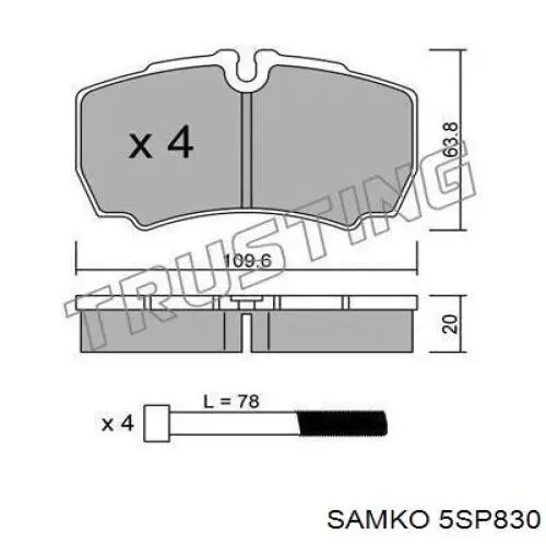 Колодки дисковые  Samko 5SP830 цена, от 18.60 USD
