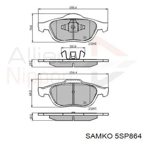 Купить 5SP864 Samko Колодки тормозные