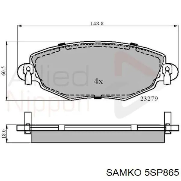 5SP865 Samko Колодки передние