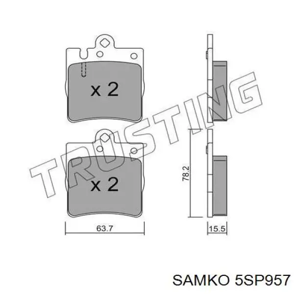 5SP957 Samko колодки тормозные задние дисковые
