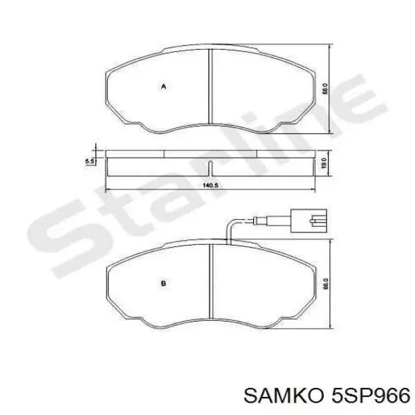 Колодки Samko 5SP966 цена, от 20.25 USD