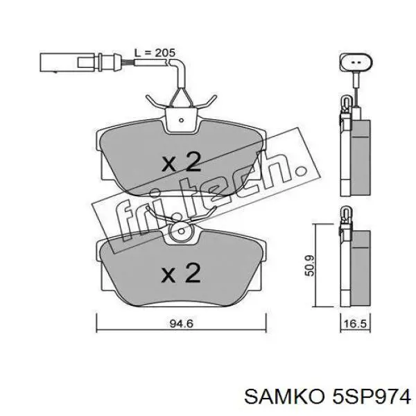 Задние тормозные колодки 5SP974 Samko