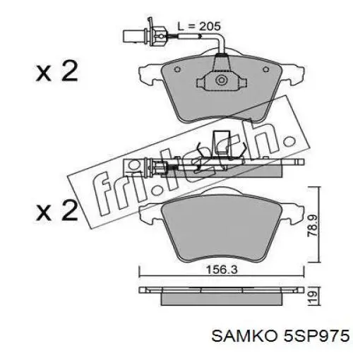 Купить 5SP975 Samko Колодки тормозные