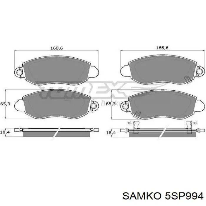 Передние тормозные колодки 5SP994 Samko