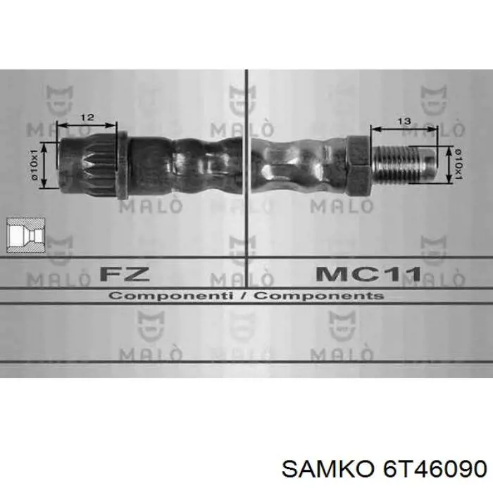 Шланг тормозной задний SAMKO 6T46090