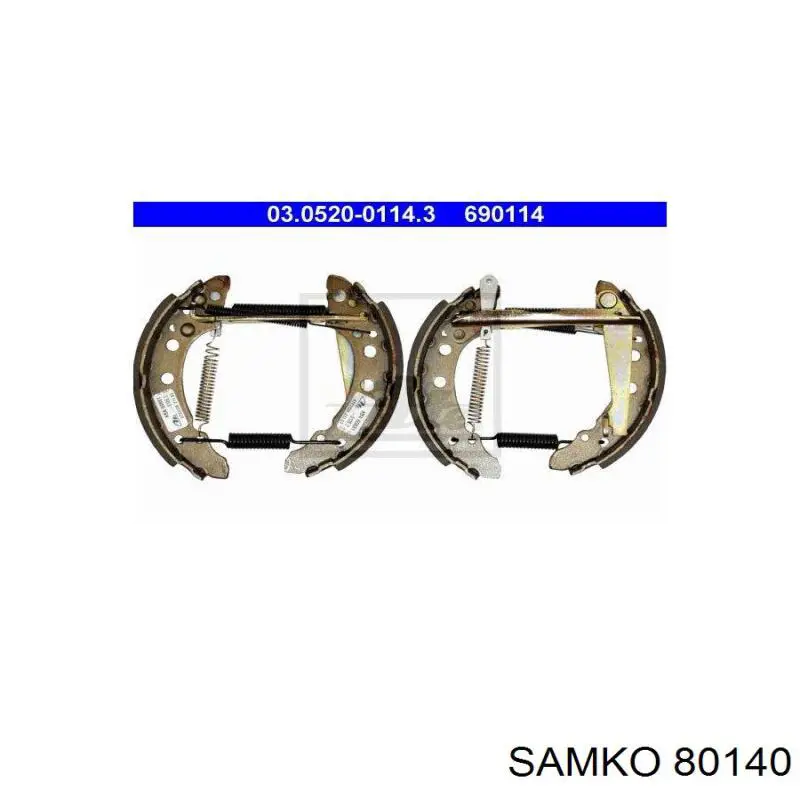 Купить 80140 Samko Задние барабанные тормозные колодки