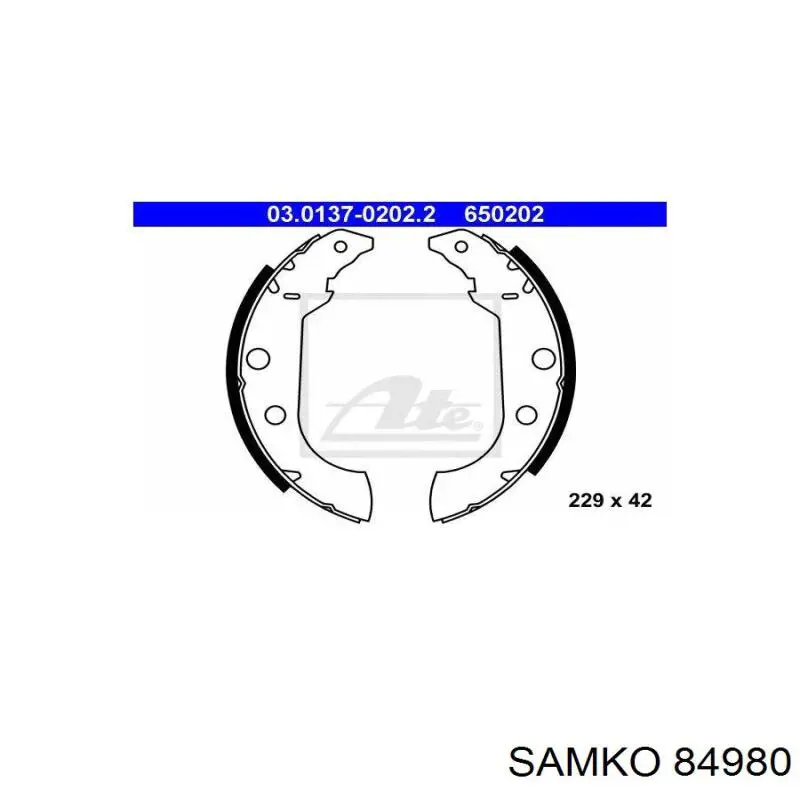 Купить 84980 Samko Задние барабанные тормозные колодки