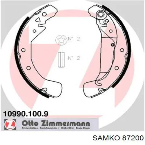 Купить 87200 Samko Задние барабанные тормозные колодки