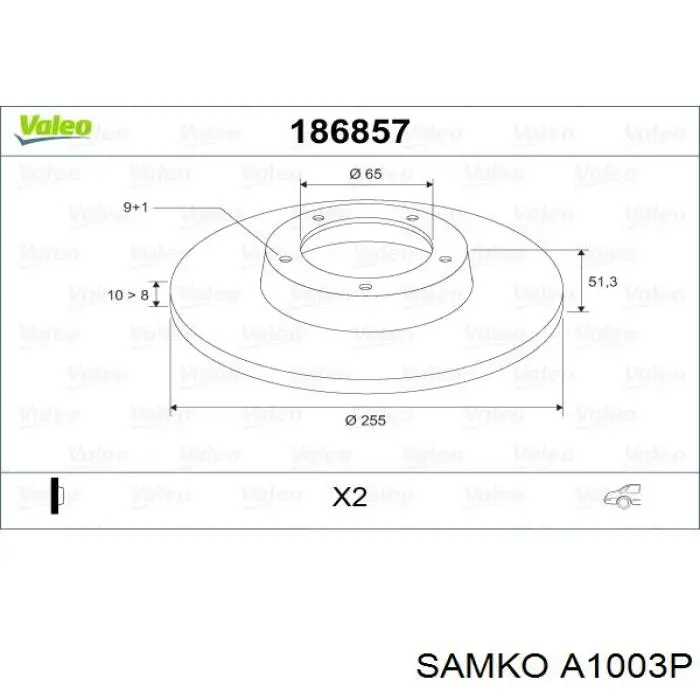 Купить A1003P Samko Диск тормозной задний