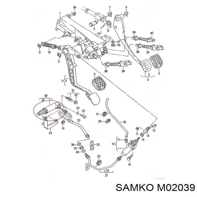 Купить M02039 Samko Рабочий цилиндр сцепления