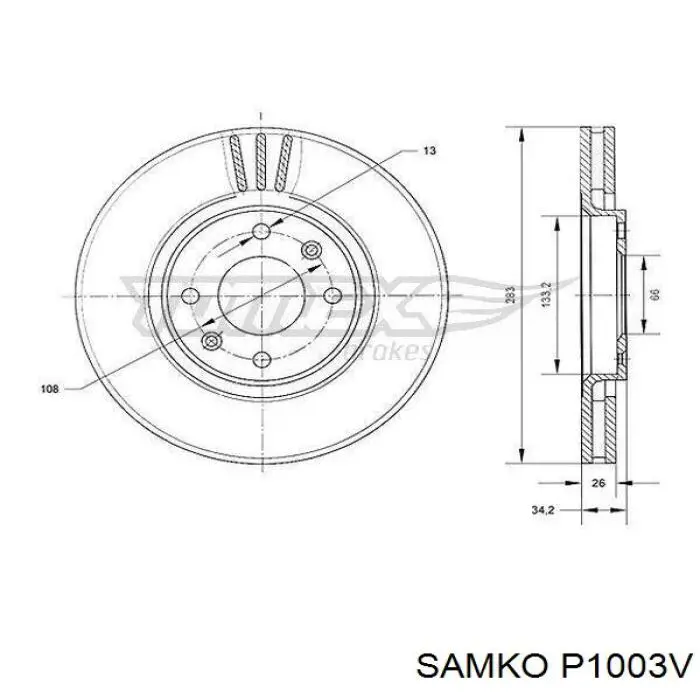 Купить P1003V Samko Ротор тормозной