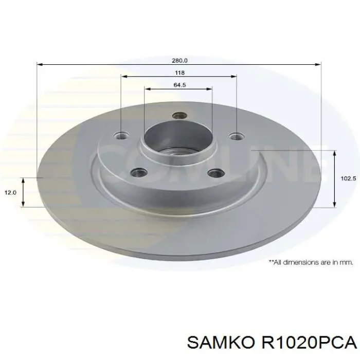 Купить R1020PCA Samko Диск тормозной задний