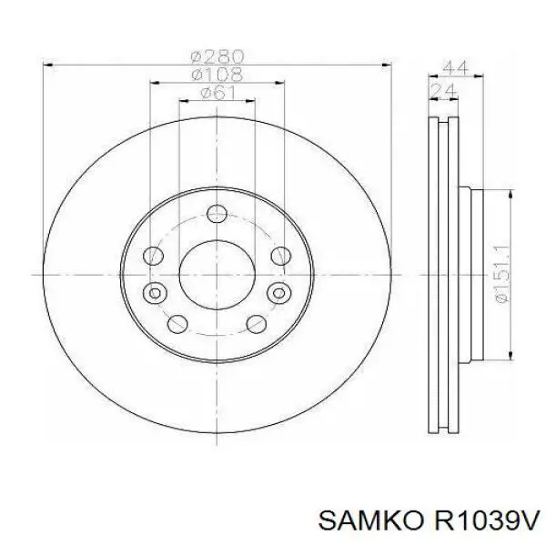 Тормоз дисковый передний Samko R1039V цена, от 42.43 USD