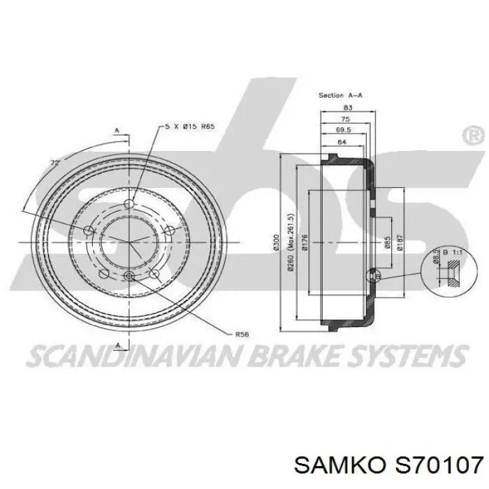 Купить S70107 Samko Тормозной барабан