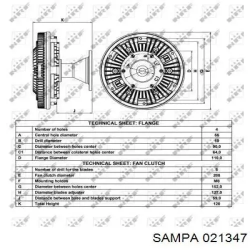 Купить 021347 Sampa Otomotiv‏ Муфта вентилятора охлаждения