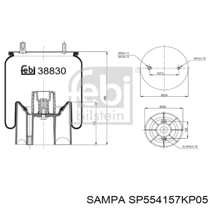 SP554157KP05 Sampa Otomotiv‏ кожух пневматической рессоры