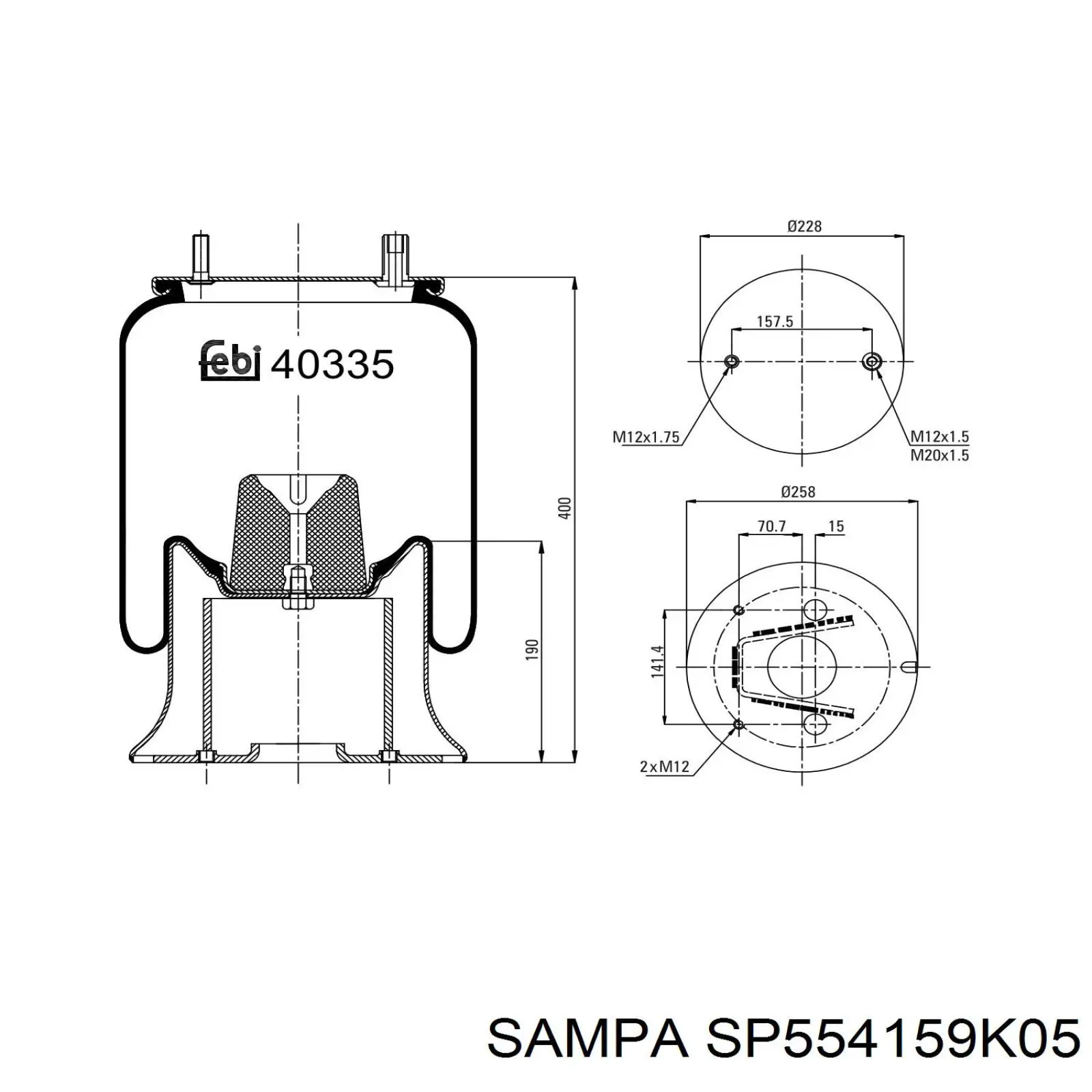 Рессора пневматической подвески Sampa Otomotiv‏ SP554159K05 цена, от 52.78 USD
