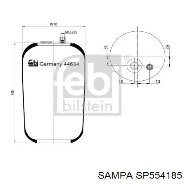 Пневмоподушка (пневморессора) моста заднего SP554185 Sampa Otomotiv‏