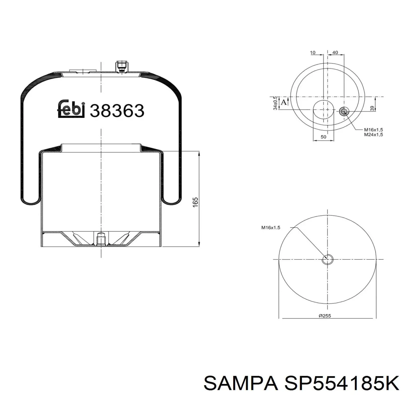 Купить SP554185K Sampa Otomotiv‏ Пневмоподушка (пневморессора) моста заднего