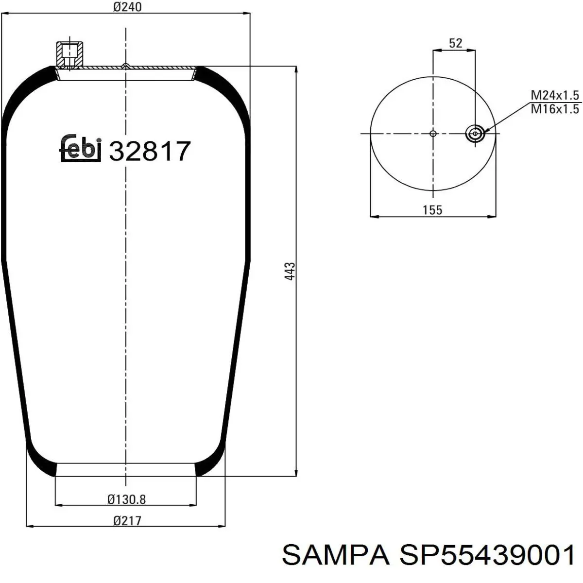 SP55439001 Sampa Otomotiv‏ Пневмоподушка моста