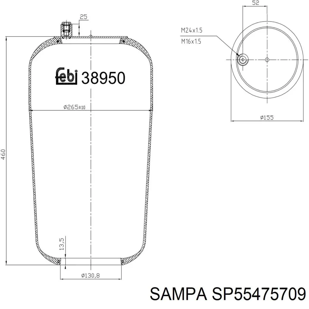 SP55475709 Sampa Otomotiv‏ coxim pneumático (suspensão de lâminas pneumática do eixo)