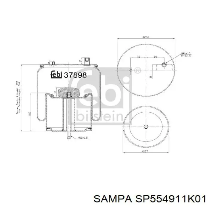 SP554911K01 Sampa Otomotiv‏ Пневмоподушка моста