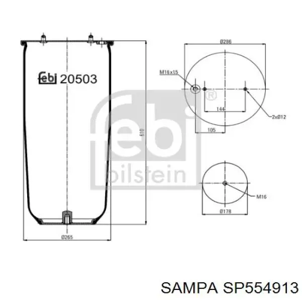 SP554913 Sampa Otomotiv‏ Пневморессора задняя