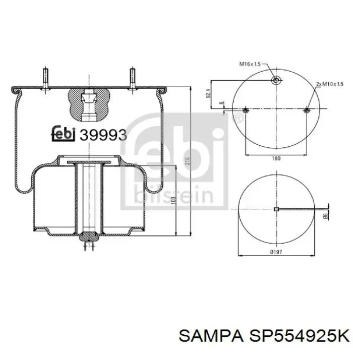 Пневмоподушка (пневморессора) моста переднего SP554925K Sampa Otomotiv‏