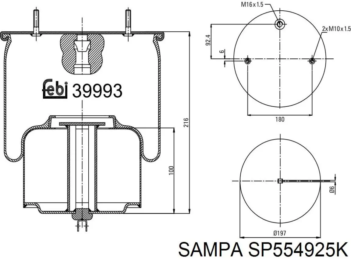 SP554925K Sampa Otomotiv‏ Пневмоподушка (пневморессора) моста переднего