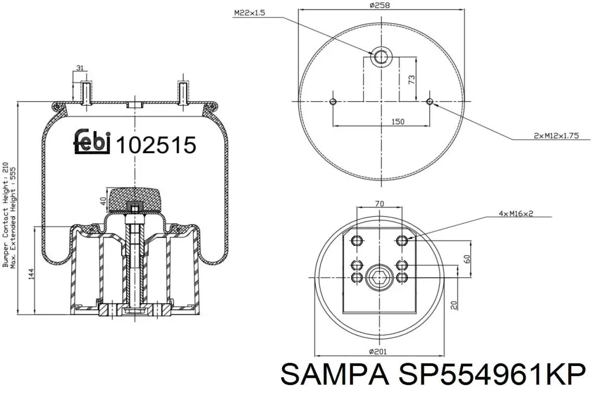 SP554961KP Sampa Otomotiv‏ Пневмоподушка моста