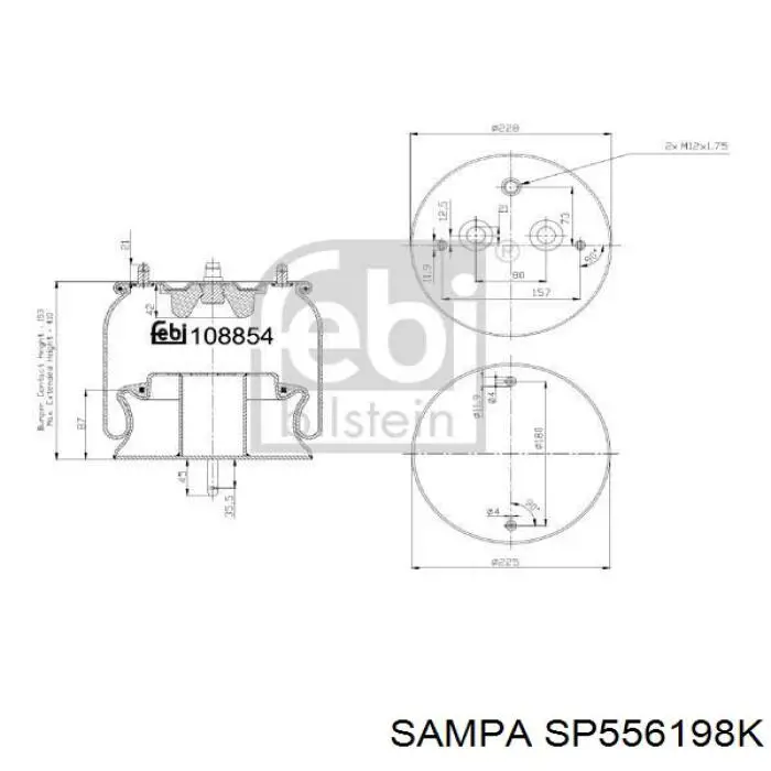 Пневмоподушка (пневморессора) моста SP556198K Sampa Otomotiv‏