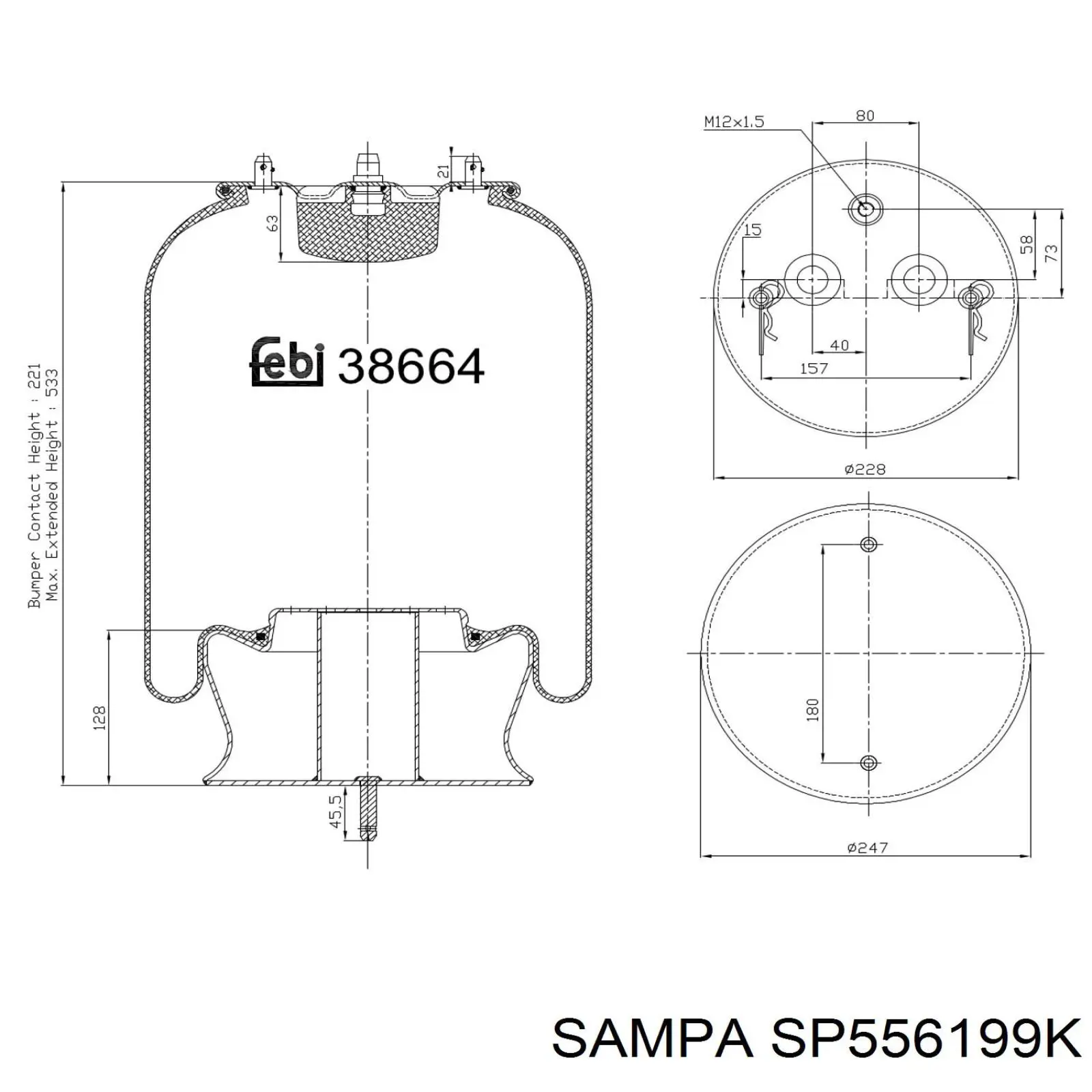 SP556199K Sampa Otomotiv‏ Пневморессора задняя
