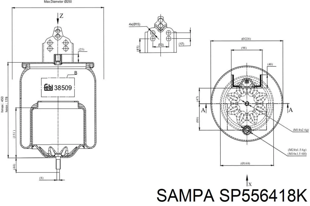 SP556418K Sampa Otomotiv‏ Пневмоподушка моста
