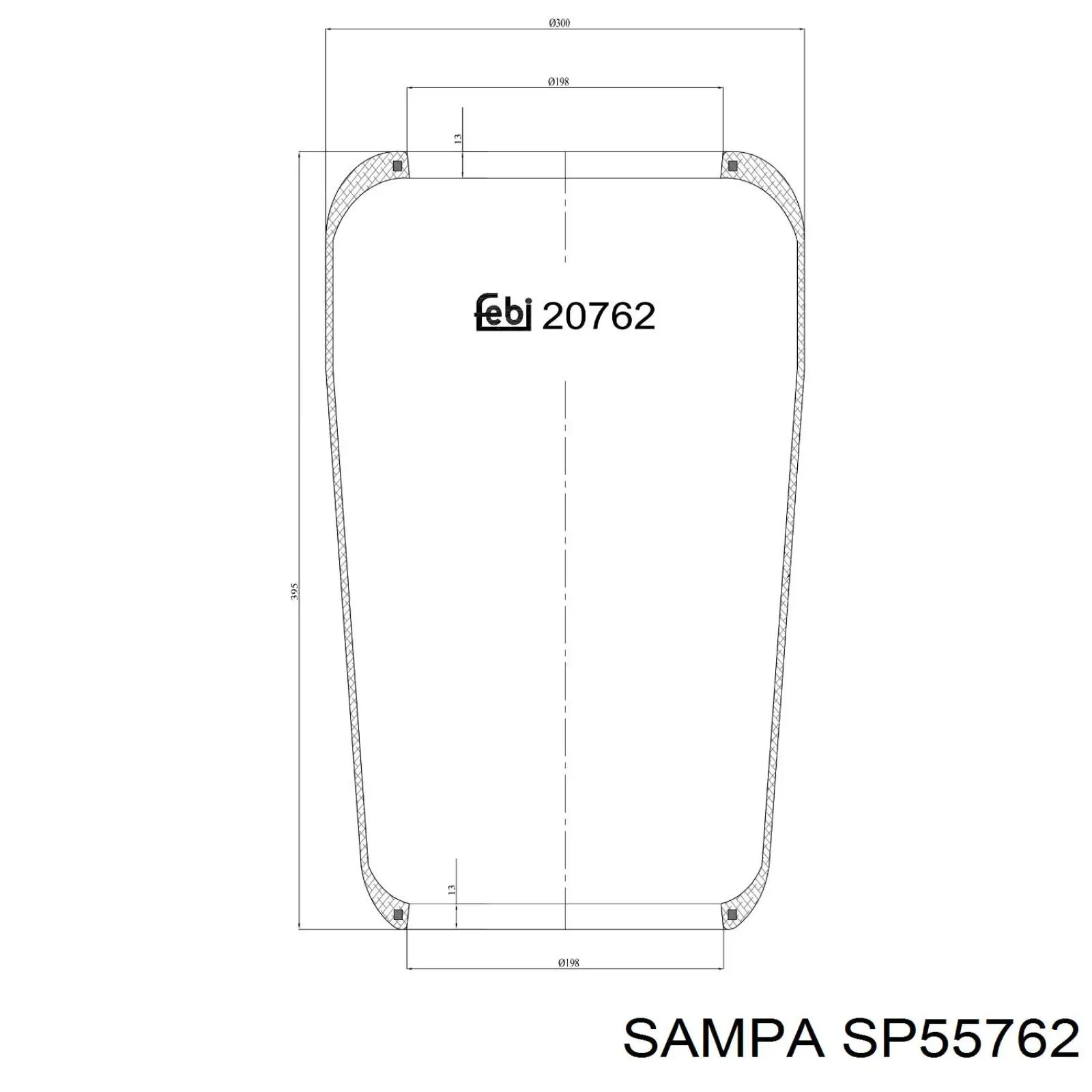 SP55762 Sampa Otomotiv‏ coxim pneumático (suspensão de lâminas pneumática do eixo)