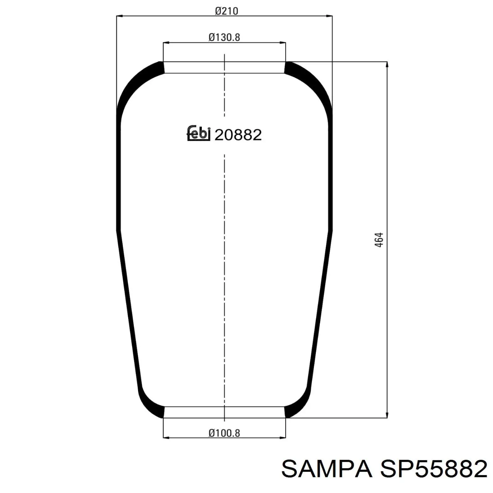 Пневмоподушка (пневморессора) моста SP55882 Sampa Otomotiv‏