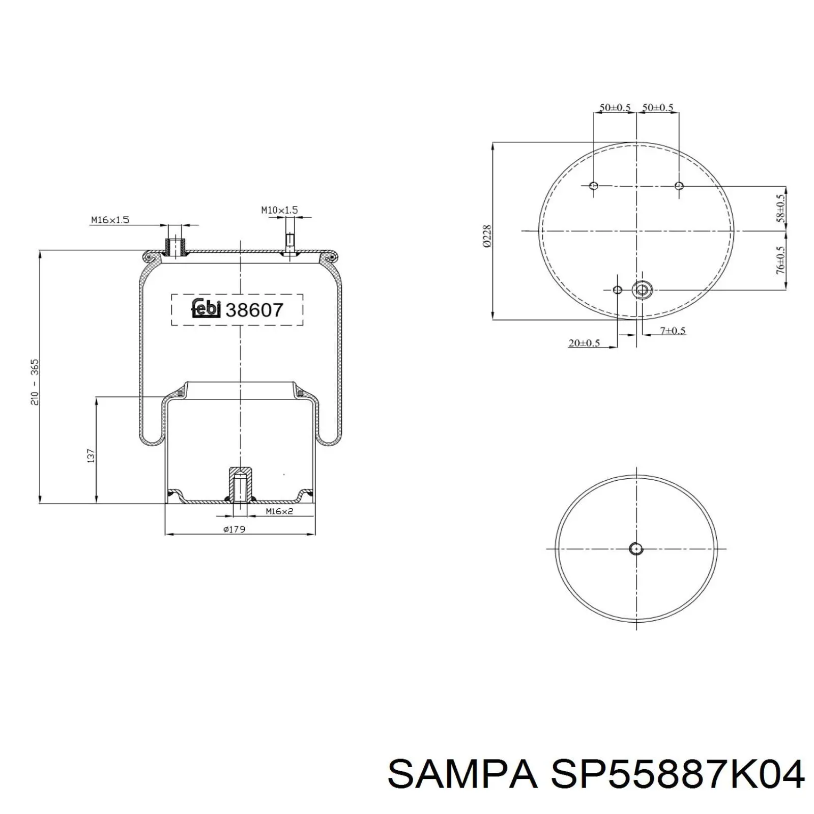 SP55887K04 Sampa Otomotiv‏ Пневморессора задняя