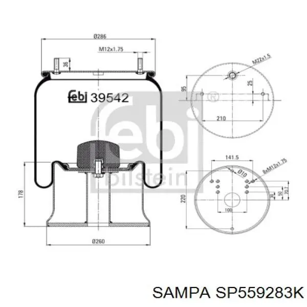 SP559283K Sampa Otomotiv‏ Пневмоподушка моста