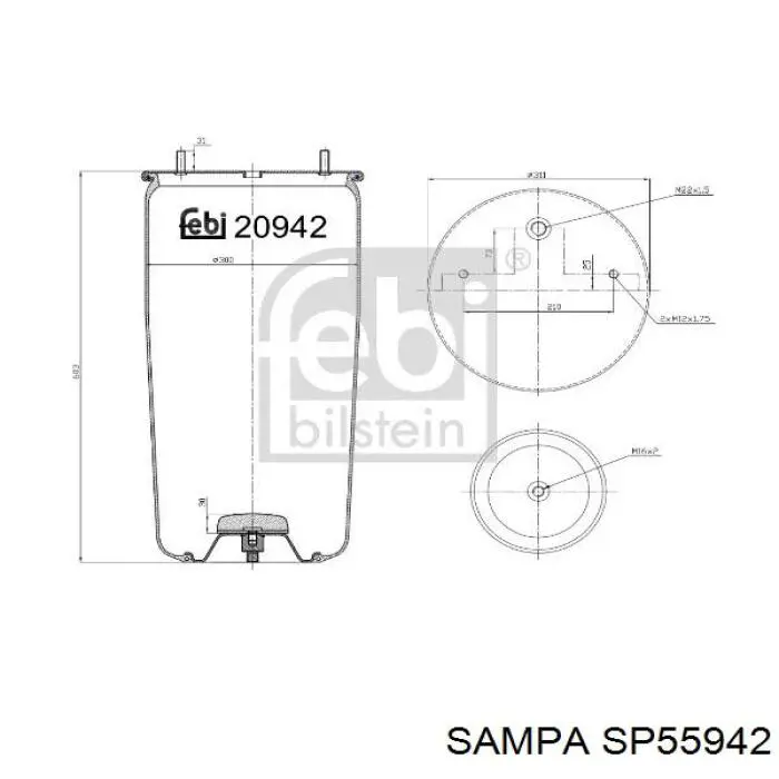 Рессора пневматической подвески Sampa Otomotiv‏ SP55942 цена, от 65.25 USD