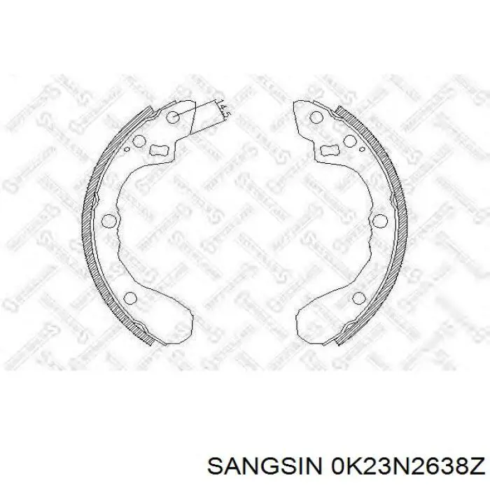 Задние барабанные колодки 0K2N12638 Hyundai/Kia