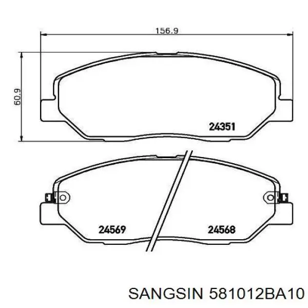 581012BA10 Sangsin колодки тормозные передние дисковые
