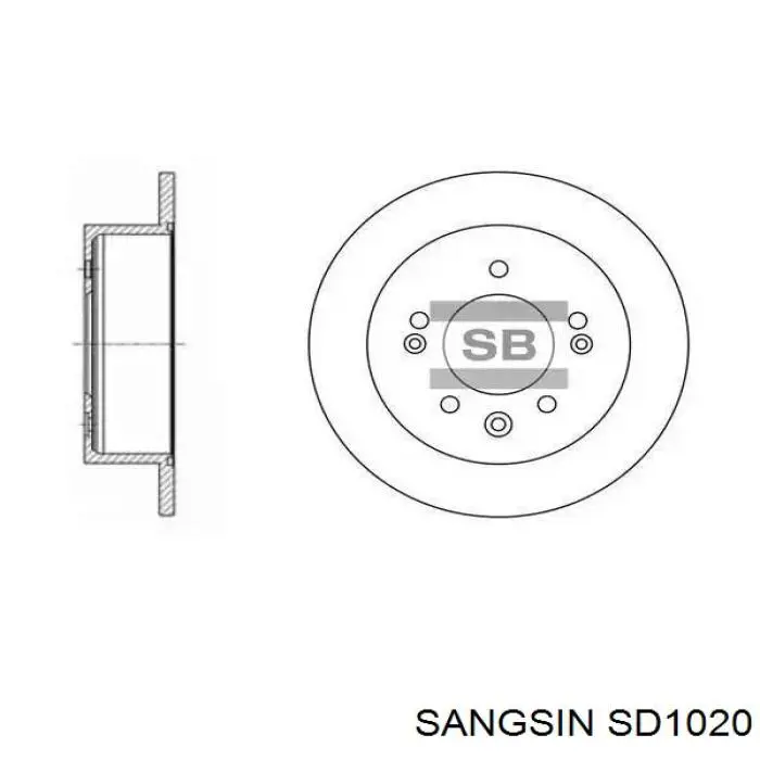 Disco de freno trasero SD1020 Sangsin