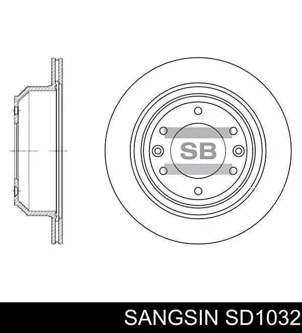 Диск тормозной задний Sangsin SD1032