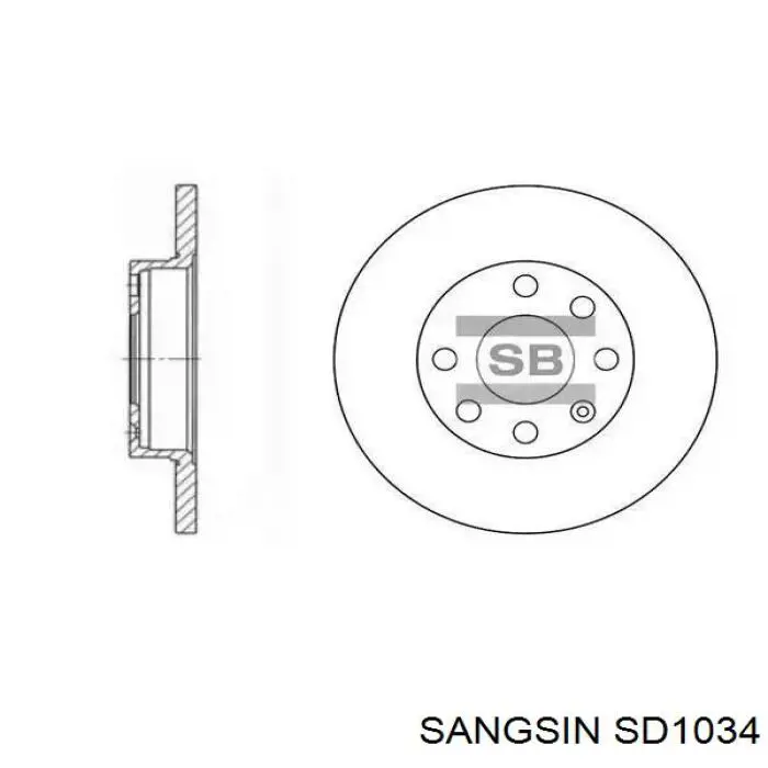 SD1034 Sangsin диск тормозной передний