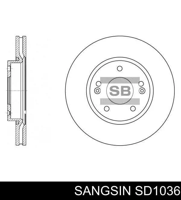 Диск тормозной передний Sangsin SD1036
