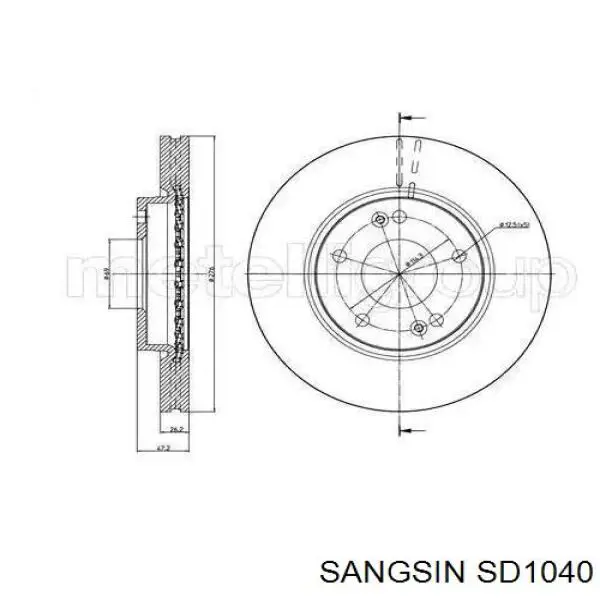 SD1040 Sangsin Диск тормозной передний