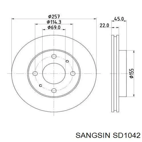 SD1042 Sangsin диск тормозной передний